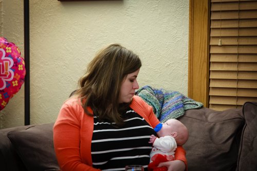 Julia cuddling with Sonja